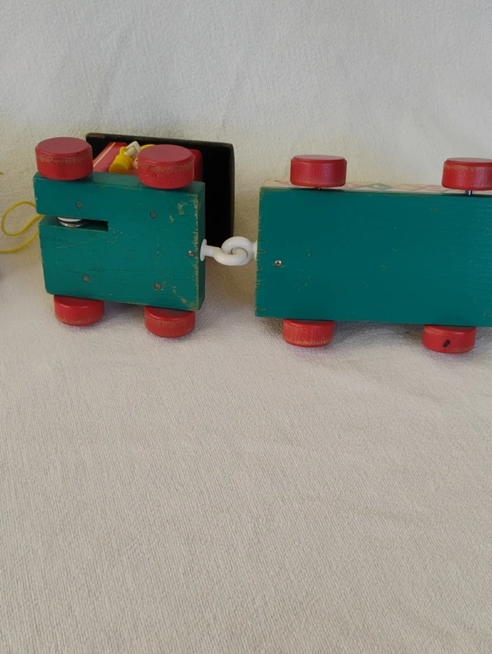 Fisher-Price 1963 VintageKids Wooden Pull Train Huffy Puffy 4 Pieces